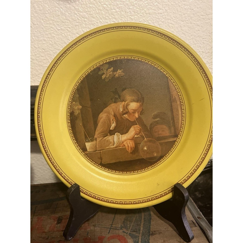 Vintage 1974 Ohio Art Soap Bubbles Jean-Baptiste-Simeon Chardin Tin Plate 10in